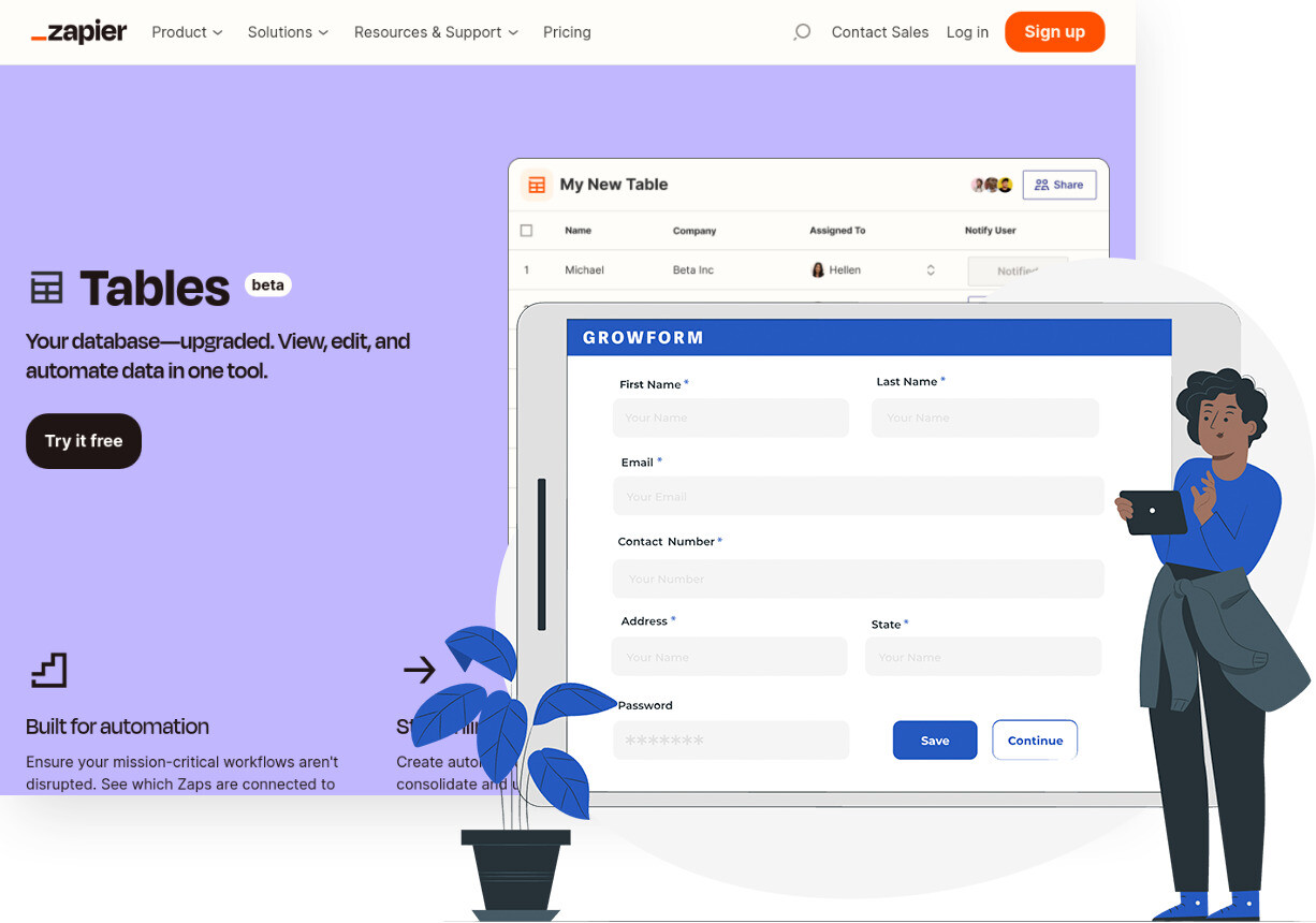 Zapier Tables form builder by Growform